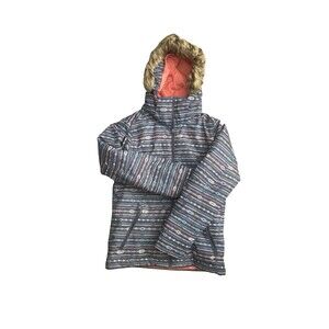 Roxy “American Pie” Insulated Snowboard Jacket Girls Size XL – Faux Fur Hood
